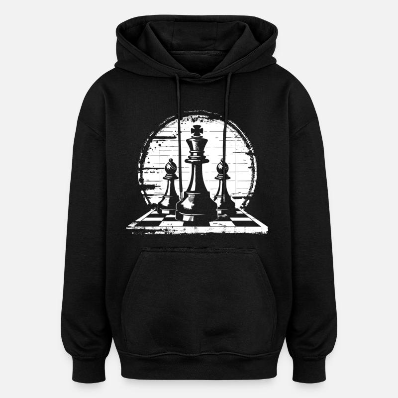 Graphiques de pièces d’échecs - Sweat à capuche oversize unisexe - noir