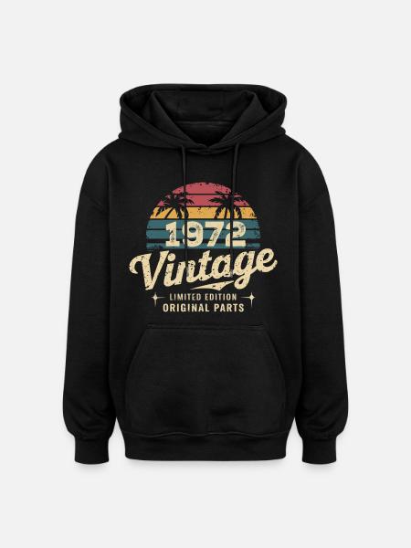 Awesome Since 1972 1972 Birthday Gift - Oversized Unisex Hoodie - black