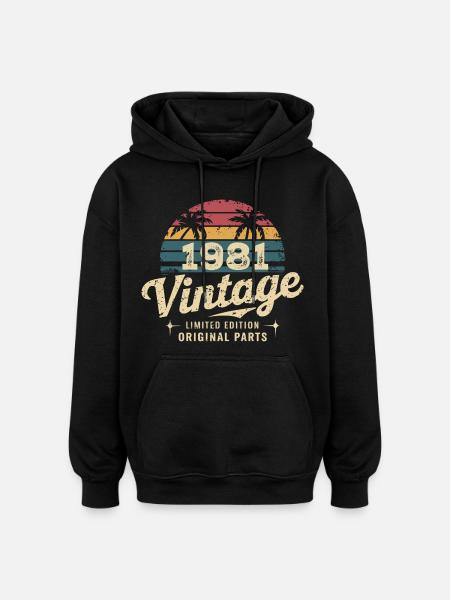 Awesome Since 1981 1981 Birthday Gift - Oversized Unisex Hoodie - black
