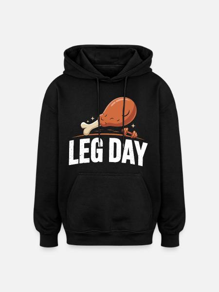 Leg Day Chicken Bone Motif - Oversized Unisex Hoodie - black