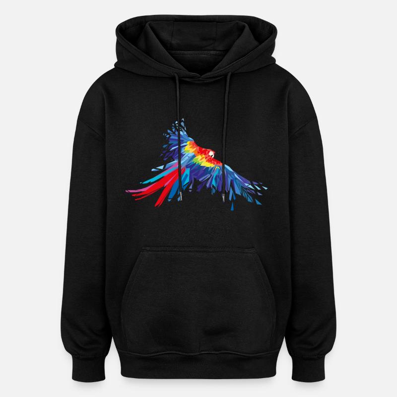 Pappagallo uccelli Pappagallo ala principale degli - Felpa con cappuccio unisex oversize - nero