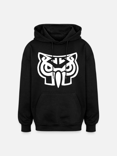 White owl head - Oversized Unisex Hoodie - black