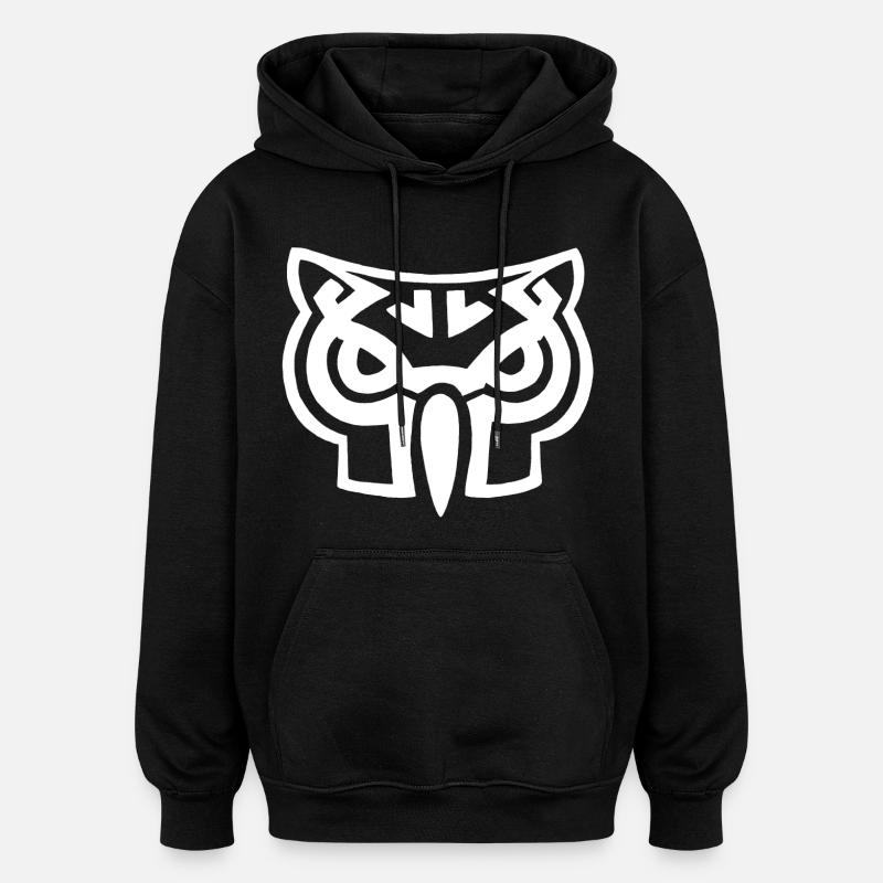 Tête de hibou blanc - Sweat à capuche oversize unisexe - noir