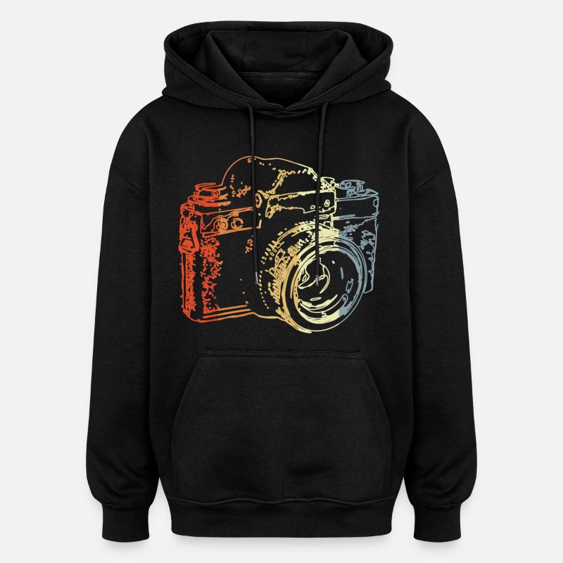 Retro Analog Kamera Zeichnung - Oversized Unisex Hoodie - Schwarz