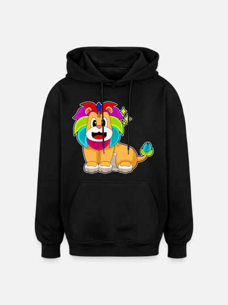Lion Unicorn - Oversized Unisex Hoodie - black