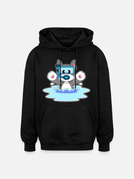 Cat Diver Snorkel Plongée - Sweat à capuche oversize unisexe - noir