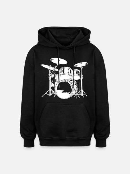 Drumkit Drawing - Oversized Unisex Hoodie - black