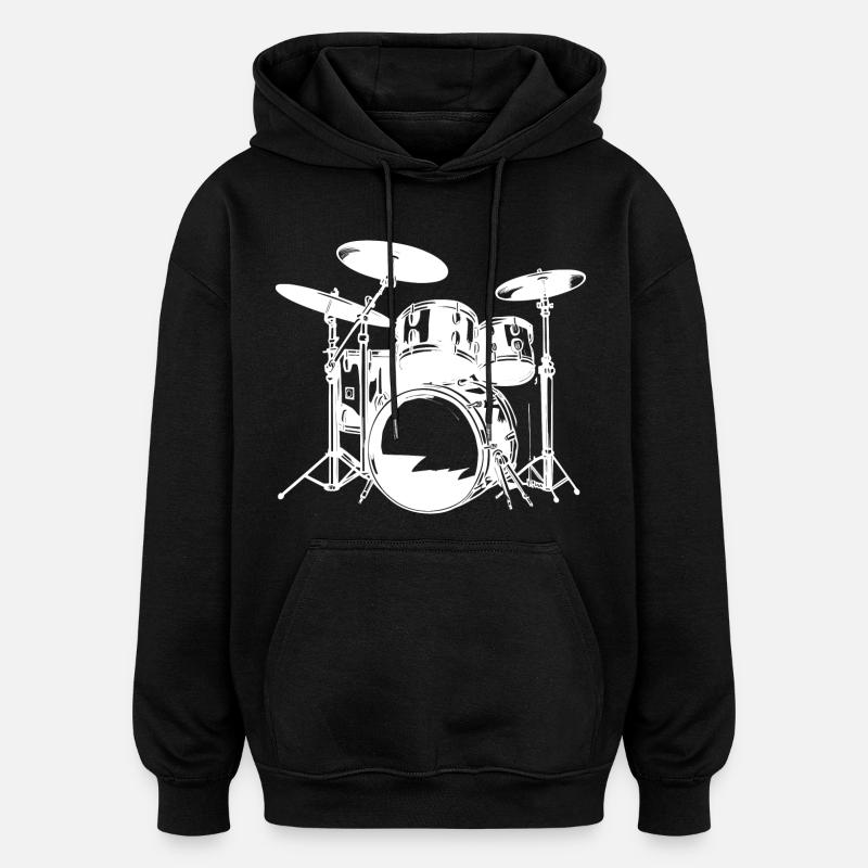 Drumkit Drawing - Oversized Unisex Hoodie - black