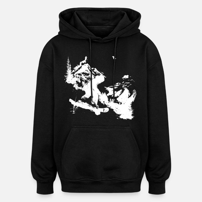 Graphismes de snowboard - Sweat à capuche oversize unisexe - noir