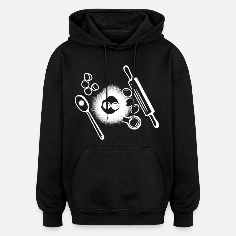 Baking Ingredients Drawing - Oversized Unisex Hoodie - black