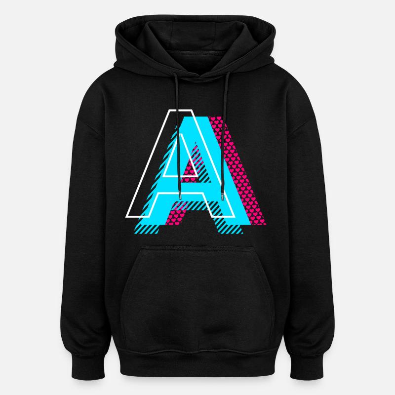 Lettre initiale A - Sweat à capuche oversize unisexe - noir