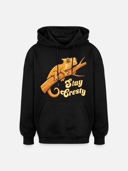 Crested Gecko Reptile Humor Lizard - Oversized Unisex Hoodie - black