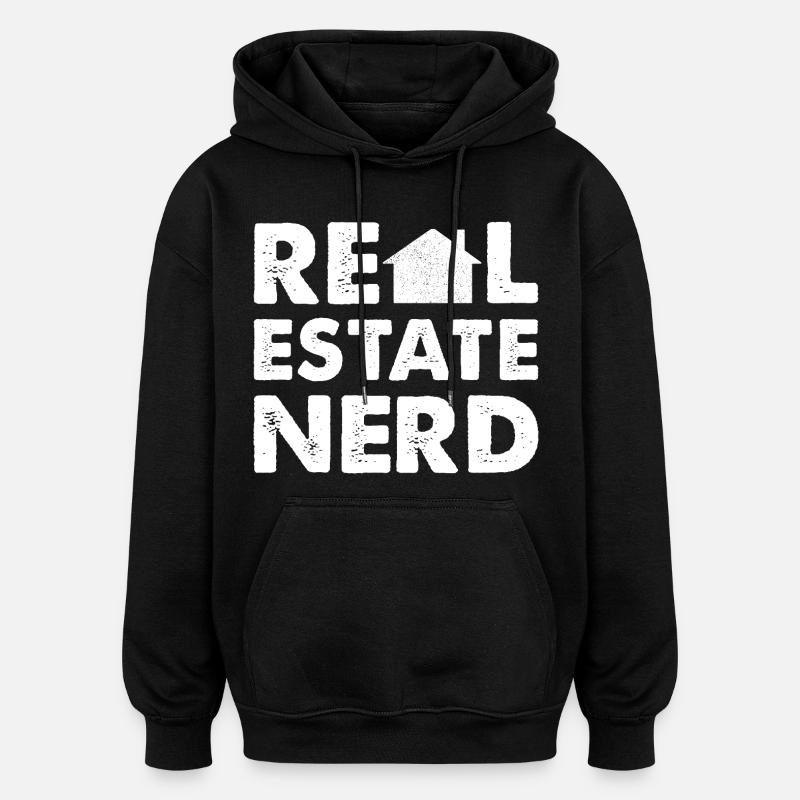 Nerd de l’immobilier - Sweat à capuche oversize unisexe - noir