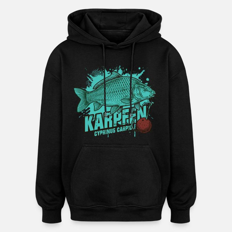 Karpfen – Der König des Sees - Oversized Unisex Hoodie - Schwarz