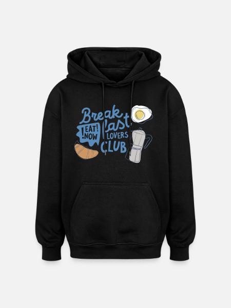 Breakfast Lovers Club - Oversized Unisex Hoodie - black