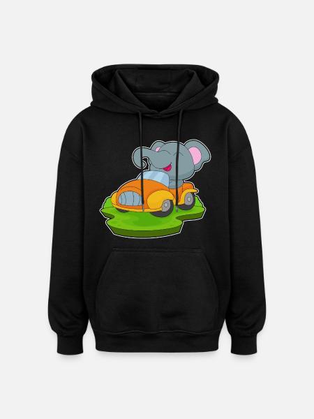 Elephant Car - Oversized Unisex Hoodie - black
