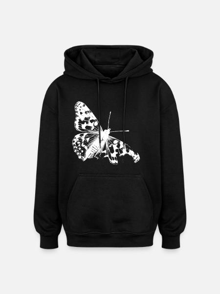 La beauté rare du papillon chardon - Sweat à capuche oversize unisexe - noir