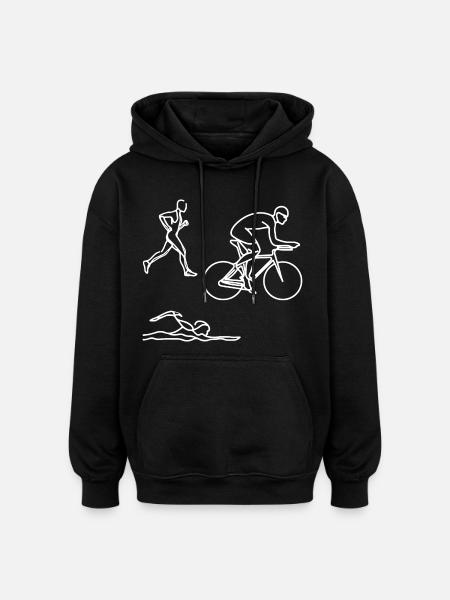 Dessin de triathlon - Sweat à capuche oversize unisexe - noir