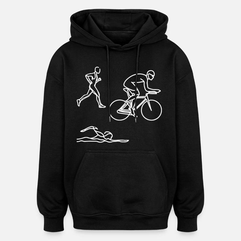 Dessin de triathlon - Sweat à capuche oversize unisexe - noir