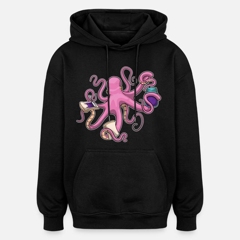 Sandwich au poulpe - Sweat à capuche oversize unisexe - noir