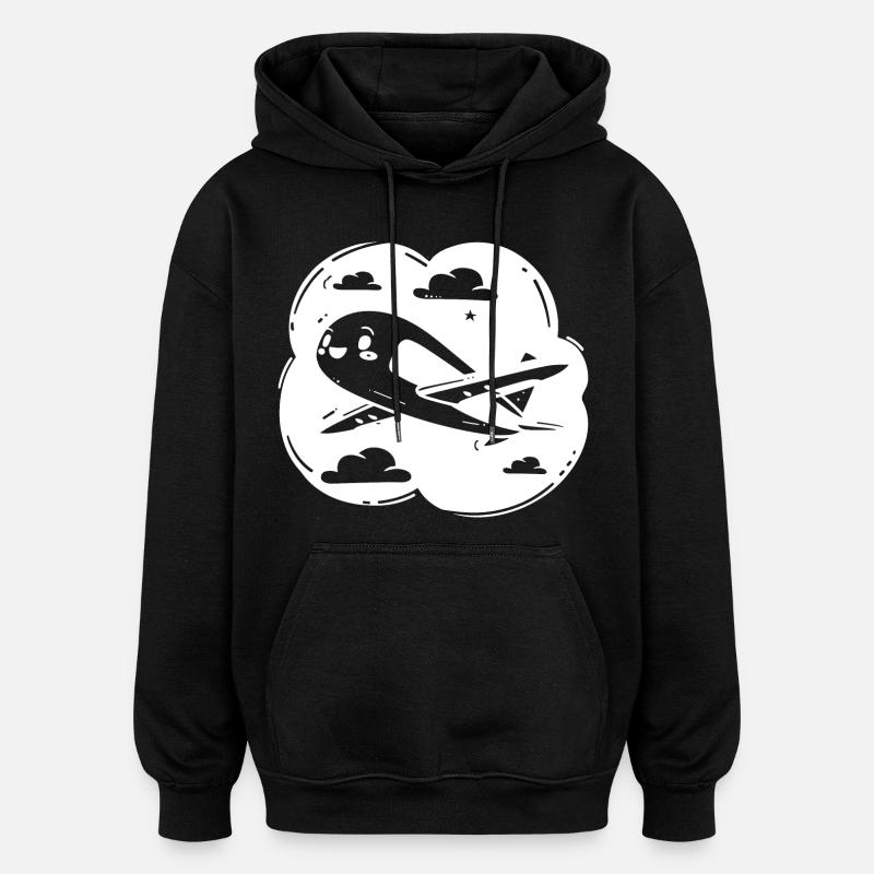 Dessin de l’avion d’hélice - Sweat à capuche oversize unisexe - noir