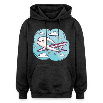 Look de bande dessinée d’avion - Sweat à capuche oversize unisexe - charbon - Devant - Noah (186cm)
