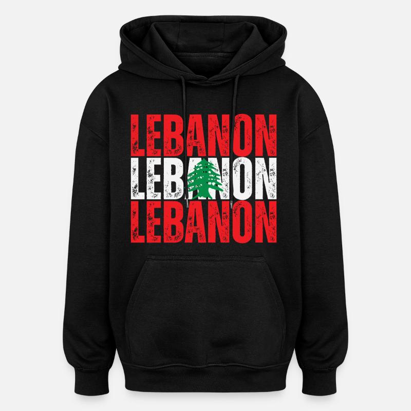 Drapeau du Liban, fierté libanaise - Sweat à capuche oversize unisexe - noir