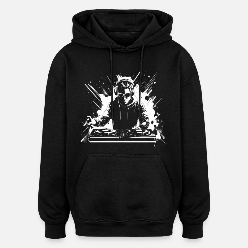 Dj Grafik - Oversized Unisex Hoodie - Schwarz