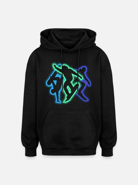 Snowboarder Silhouettes Men Boys Snowboard - Oversized Unisex Hoodie - black
