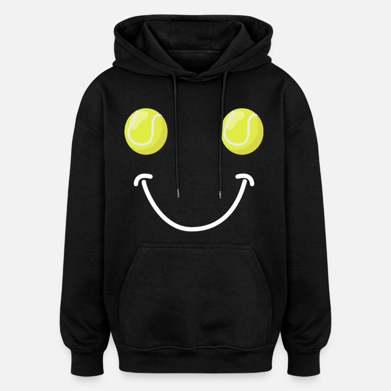 Visage Heureux du Tennis - Sweat à capuche oversize unisexe - noir