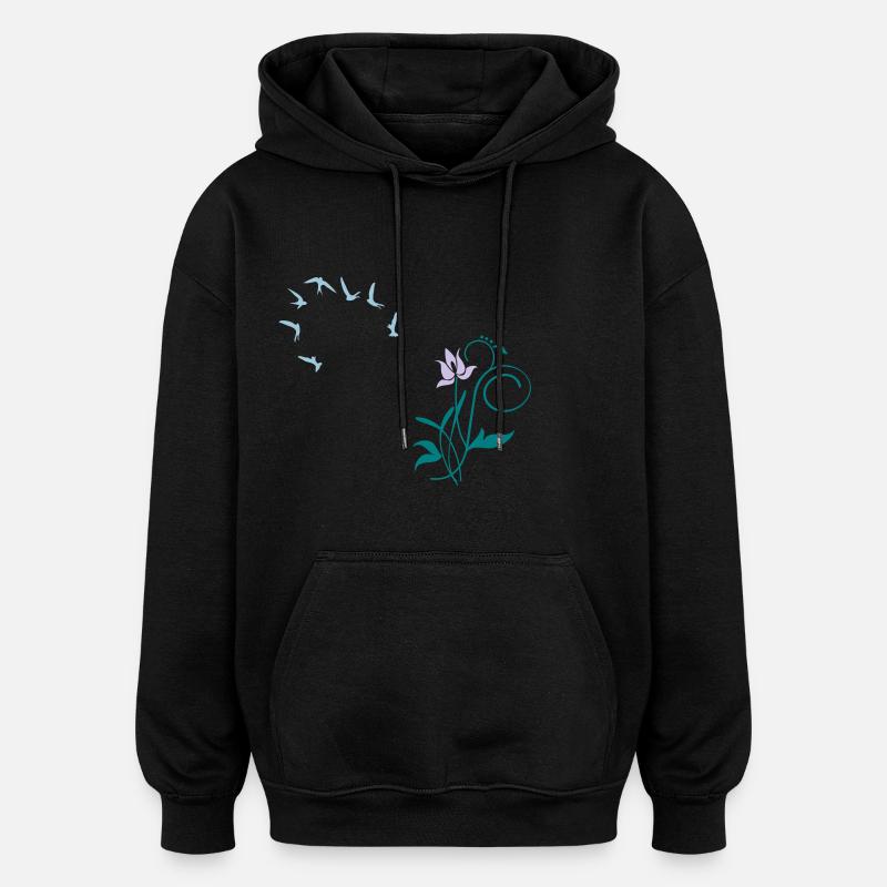 Orchidee / orchid (2c) - Sweat à capuche oversize unisexe - noir