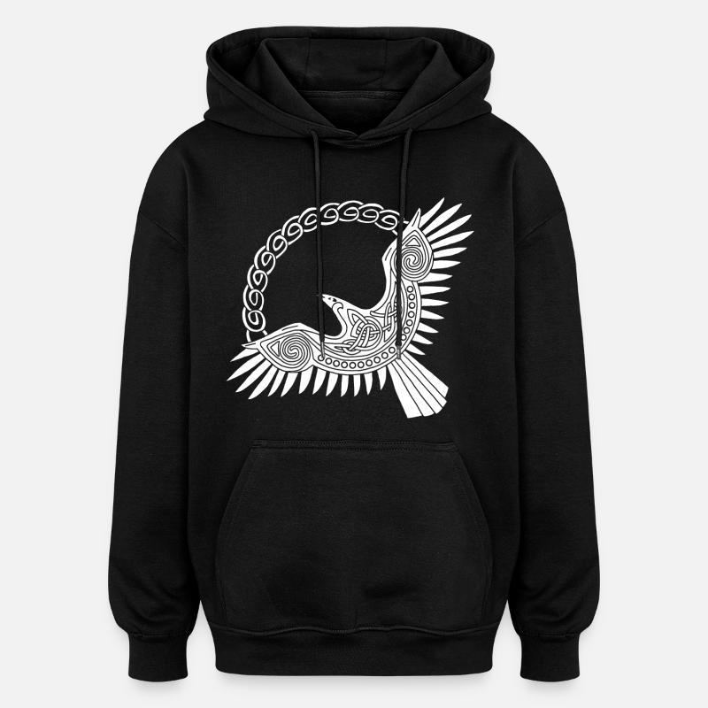 white viking eagle - Oversized Unisex Hoodie - black