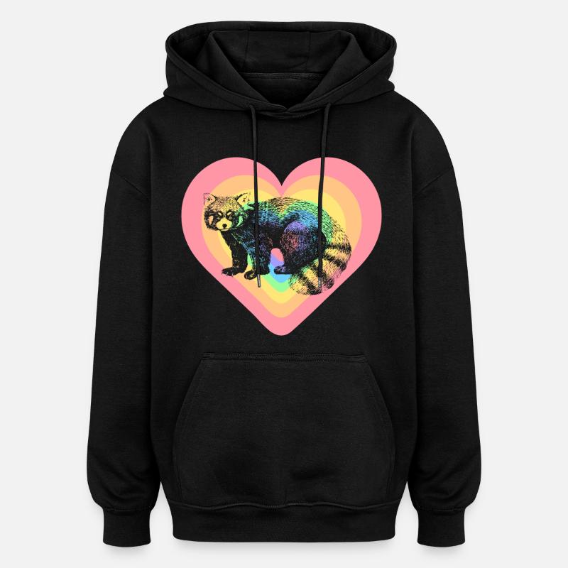 Red panda - Oversized Unisex Hoodie - black