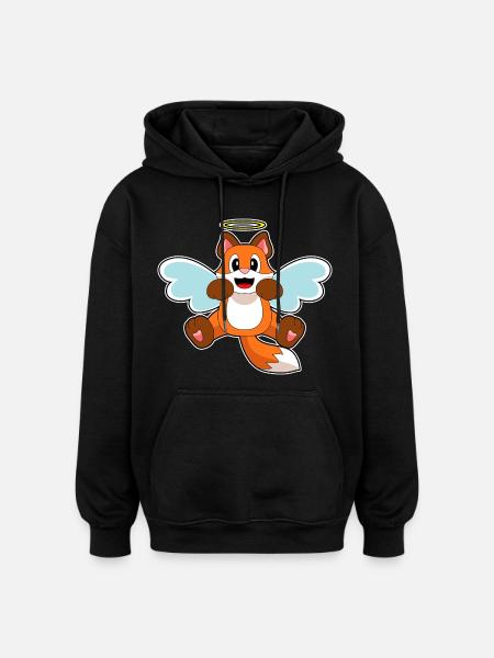 Fox Angel Wings - Oversized Unisex Hoodie - black