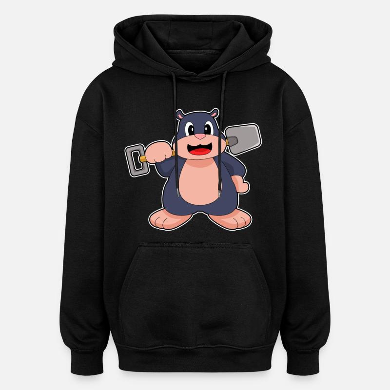Maulwurf Bergarbeiter Schaufel Bergbau - Oversized Unisex Hoodie - Schwarz