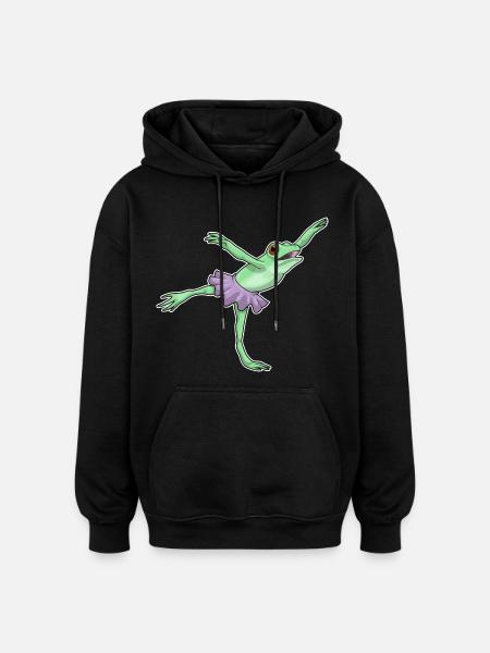 Frog Ballerina Ballet Dance - Oversized Unisex Hoodie - black