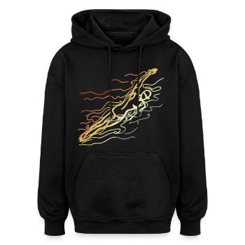 Dessin de natation Vintage - Sweat à capuche oversize unisexe - noir - Devant - Noah (186cm)