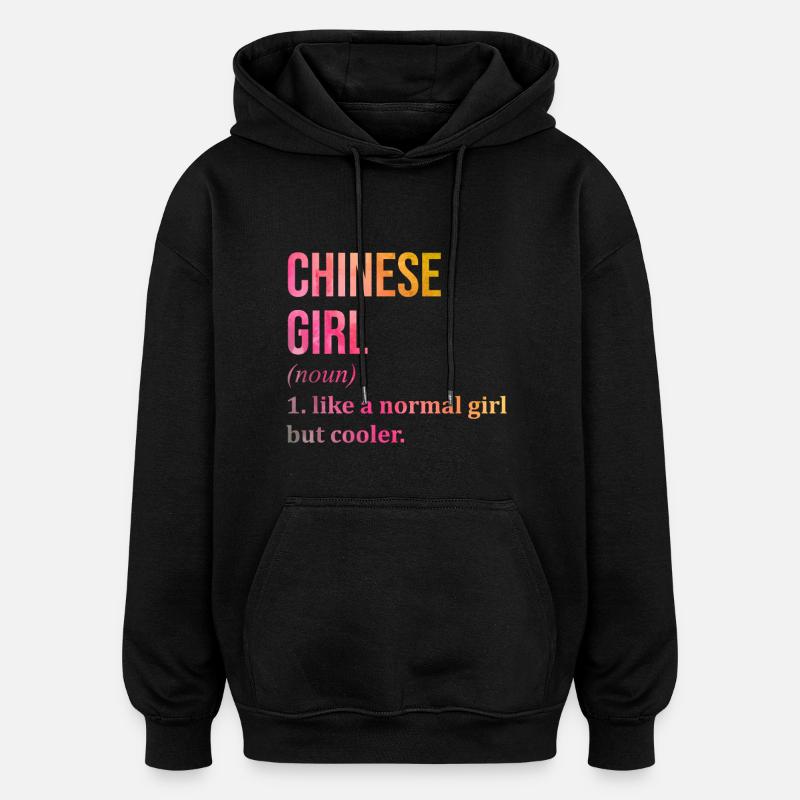 Kina - Oversized unisex-hettegenser - svart