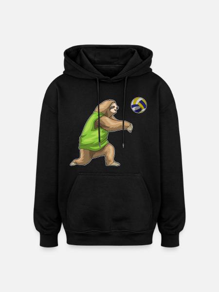 Bradipo Pallavolo Giocatore Pallavolo - Felpa con cappuccio unisex oversize - nero