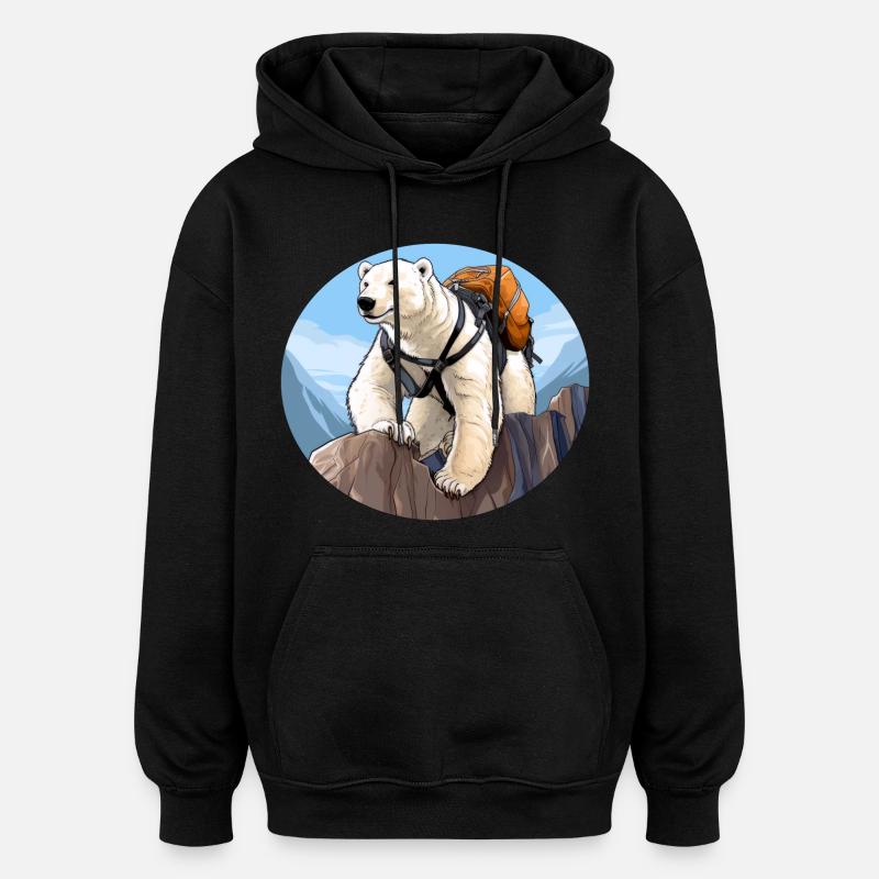 Eisbären Wandern / Bergsteiger Eisbär - Oversized Unisex Hoodie - Schwarz