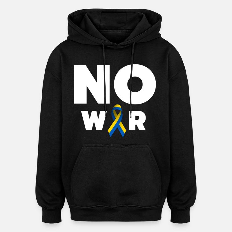 No War Text mit ukrainischer Solidaritätsschleife - Oversized Unisex Hoodie - Schwarz