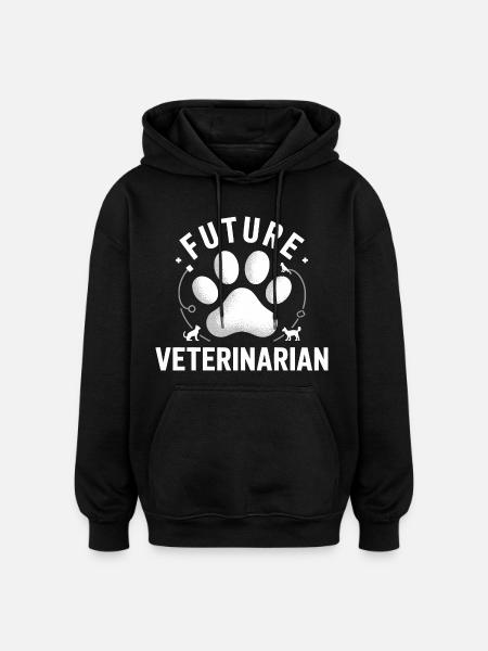 Future Vet Paw Logo - Oversized Unisex Hoodie - black