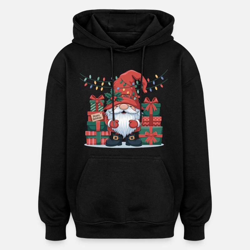 Gnome de Noël Gnome - Sweat à capuche oversize unisexe - noir