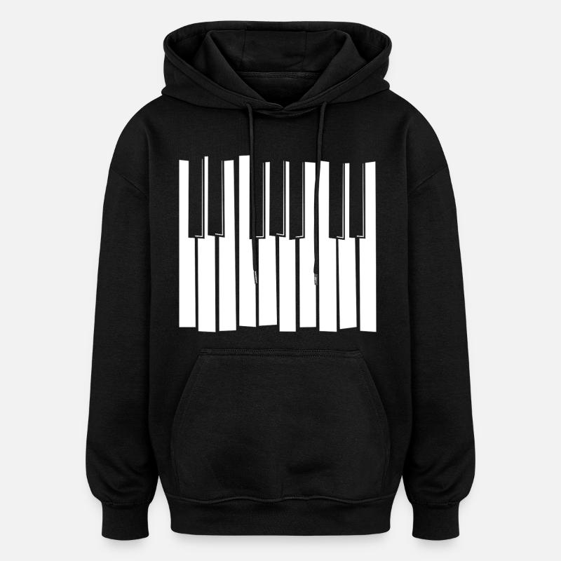 Motif de bandes de clavier piano - Sweat à capuche oversize unisexe - noir