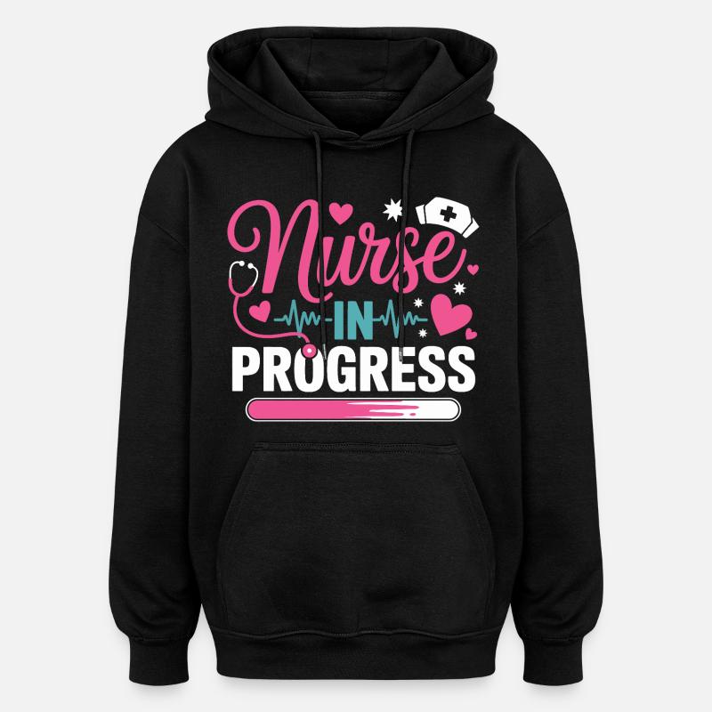 Infirmière en cours Rose Bleu - Sweat à capuche oversize unisexe - noir