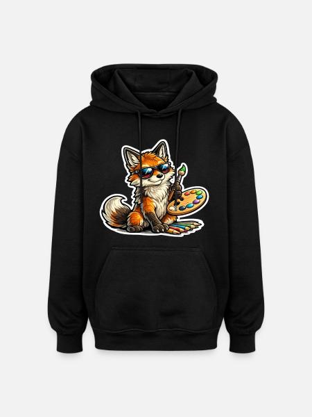 Naughty Fox Painter with Palette - Oversized Unisex Hoodie - black