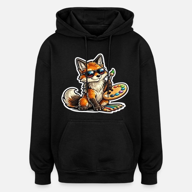 Frecher Fuchs Maler mit Palette - Oversized Unisex Hoodie - Schwarz