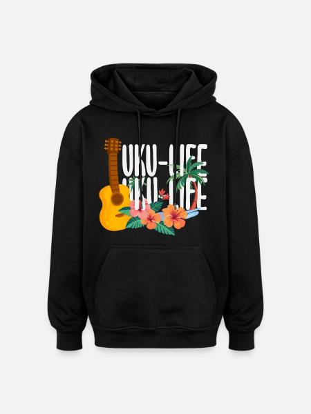 Funny Ukulele Designs and Sayings - Oversized Unisex Hoodie - black
