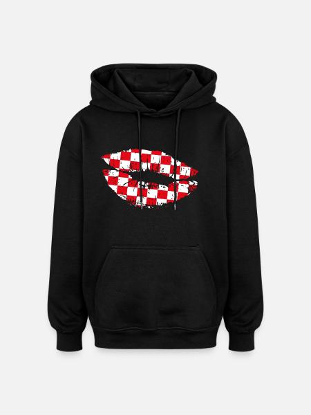 Croatia Kiss Mouth - Oversized Unisex Hoodie - black