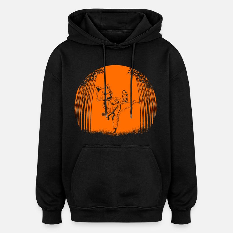 Red panda - Oversized Unisex Hoodie - black